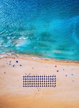 Aerial shot of beautiful turquoise beach Falasarna (Falassarna) 