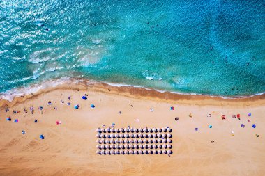 Aerial shot of beautiful turquoise beach Falasarna (Falassarna) 
