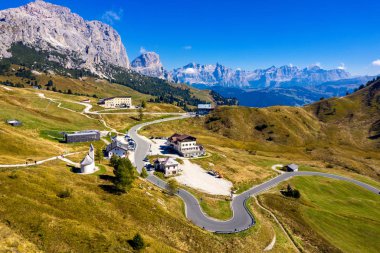 Gardena Pass, Trentino Alto Adige, Italy. Gardena Pass with Sass