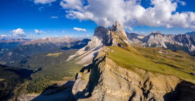 Panorama on Seceda peaks. Trentino Alto Adige, Dolomites Alps, S