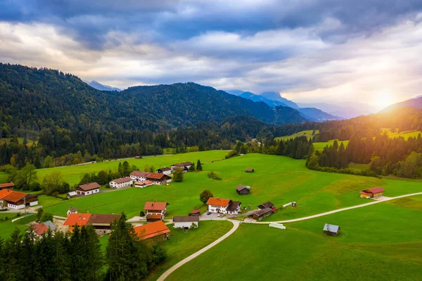 View from flying drone. Astonishing evening view of Wagenbruchse — 스톡 사진