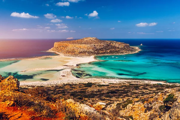 クレタ島のBalosラグーンとGramvousa島の素晴らしいパノラマ — ストック写真