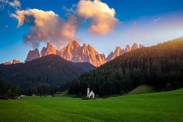 Beautiful landscape with Italian Alps and Church of Saint John l — Stok fotoğraf