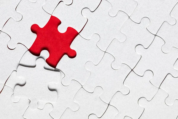 Jigsaw puzzle with missing piece. Missing puzzle pieces. Concept — Stock Photo, Image