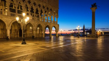Scenic view of Piazza San Marco in Venice at sunrise, Italy. Pia