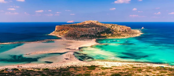 Fantastiskt panorama över ön Balos Lagoon och Gramvousa på Kreta — Stockfoto