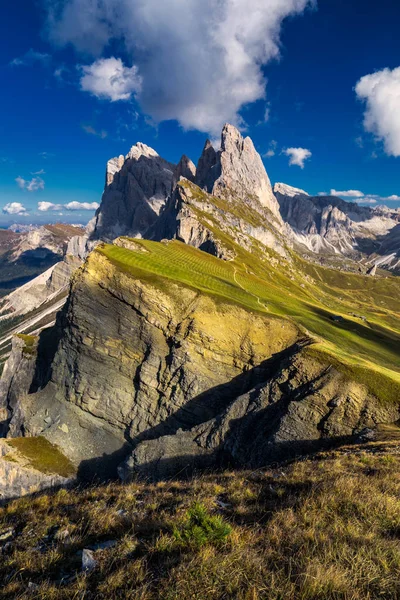 View on Seceda peak. Trentino Alto Adige, Dolomites Alps, South — Stock Photo, Image