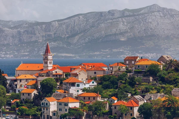 Postira on Brac island skyline view, Dalmatia, Croatia. Postira — Stock Photo, Image