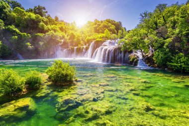 Güzel Skradinski Buk şelale Krka Milli Parkı, Dalmat '