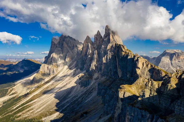 Vista Del Dron Pico Seceda Trentino Alto Adigio Alpes Dolomitas — Foto de Stock