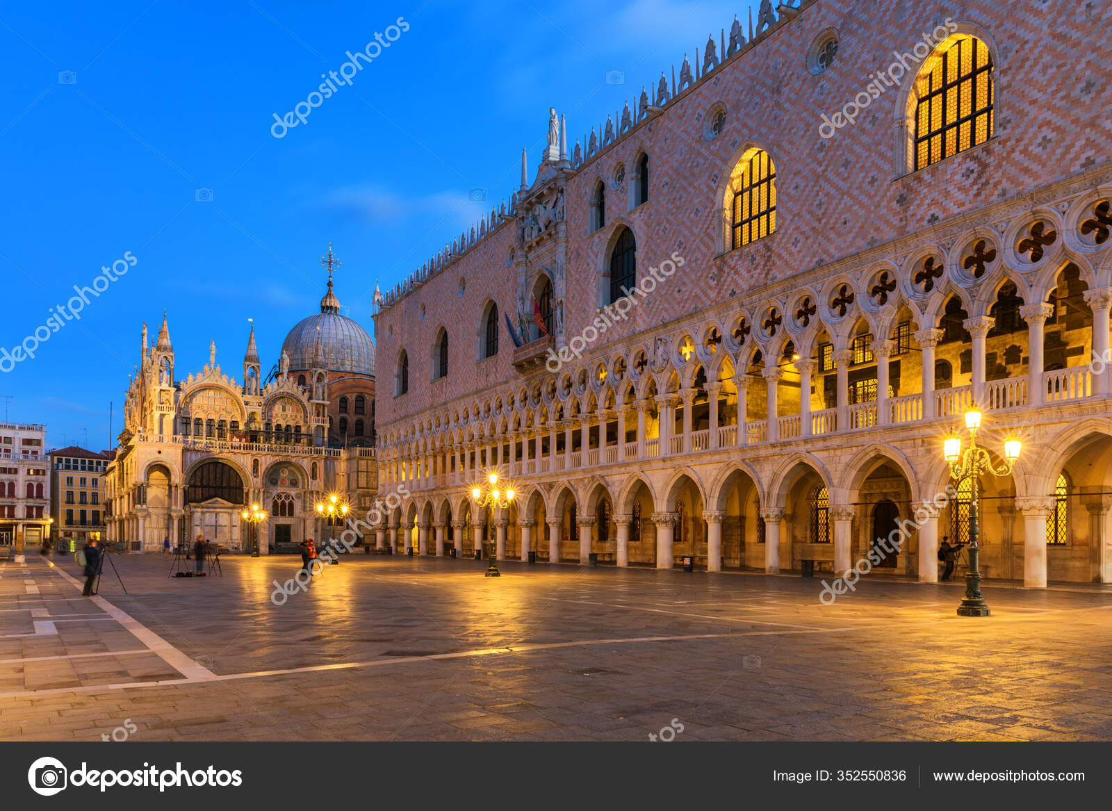 Piazza San Marco Amanecer Vinice Italia Palacio Ducal Palazzo