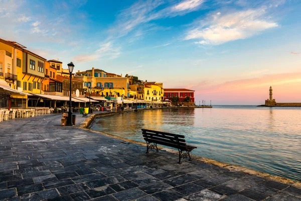 Chania Nın Eski Bir Limanı Girit Adasının Simgeleri Yunanistan Chania — Stok fotoğraf