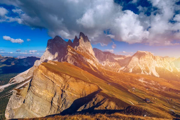 Seceda Otoño Tirol Del Sur Los Alpes Del Norte Italia — Foto de Stock