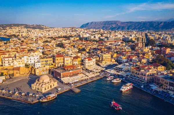 Chania Nın Eski Bir Limanı Girit Adasının Simgeleri Yunanistan Eski — Stok fotoğraf