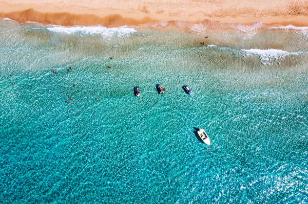 Légi Felvétel Gyönyörű Türkiz Strand Falasarna Falassarna Kréta Görögország Kilátás — Stock Fotó