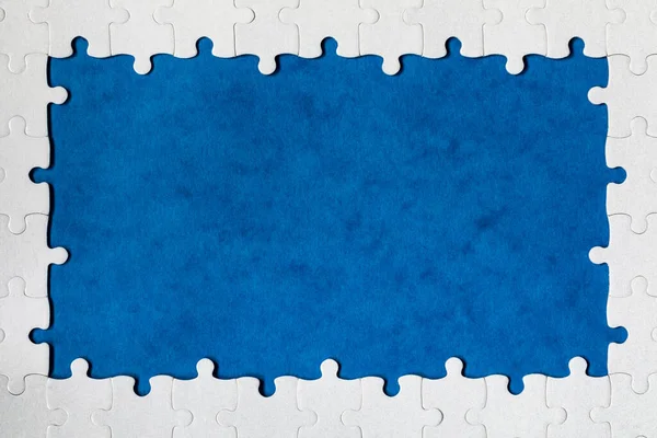 Rahmen Form Eines Rechtecks Das Aus Einem Weißen Puzzle Besteht — Stockfoto