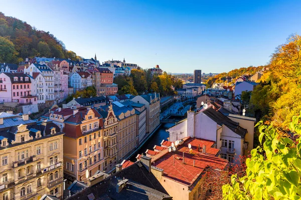Vue Automne Vieille Ville Karlovy Vary Carlsbad République Tchèque Europe — Photo