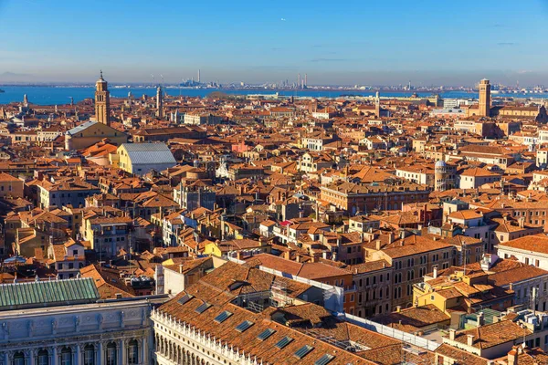 Venedig Panorama Luftaufnahme Mit Roten Dächern Venetien Italien Luftaufnahme Mit — Stockfoto