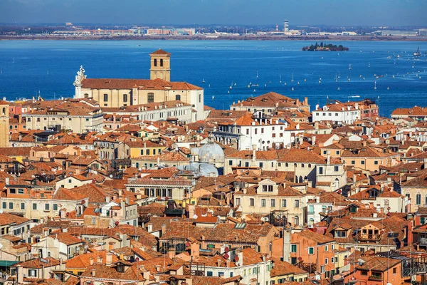 Veneza Vista Aérea Panorâmica Com Telhados Vermelhos Veneto Itália Vista — Fotografia de Stock