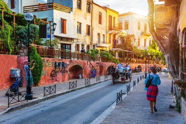 Charmante Straatjes Van Griekse Eilanden Kreta Straat Het Oude Centrum — Stockfoto