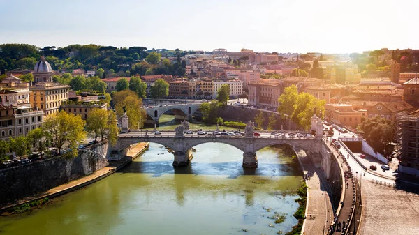 Skyline Híd Ponte Vittorio Emanuele Klasszikus Építészet Rómában Vatikánváros Táj — Stock Fotó