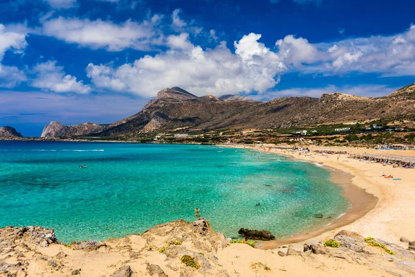 Skott Vackra Turkosa Stranden Falasarna Falassarna Kreta Grekland Utsikt Över — Stockfoto