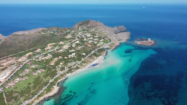 Atemberaubende Luftaufnahme Des Strandes Von Pelosa Spiaggia Della Pelosa Stintino — Stockvideo