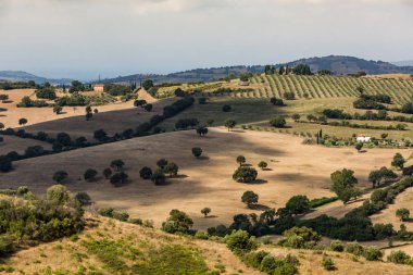 Görünümü Maremma bölgesinin İtalya tepelerde ve Toskana alanları