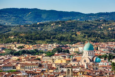 Floransa cityscape overlook ve büyük Sinagogu, Florence, İtalya