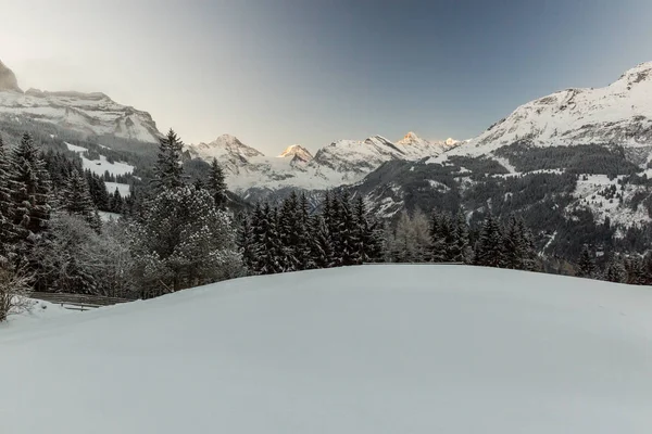 Pohled na lyžařské středisko Wengen Jungfrau ve Švýcarsku — Stock fotografie