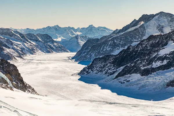 Weergave van het skigebied Jungfrau Wengen in Zwitserland Rechtenvrije Stockafbeeldingen