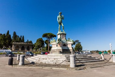 Bronze cast of David at the Piazzale Michelangelo in Florence, Italy clipart