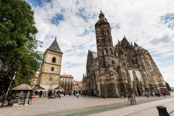 View of historical buildings in the old town part of Kosice in Slovakia