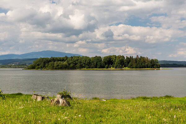 Barrier lake Oravska Priehrada in northern Slovakia 