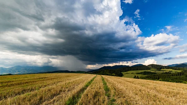Stormy clouds in summer over a field in Slovakia — Stock Photo, Image
