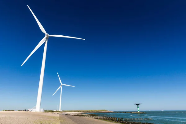 Τεχνητή παραλία Maasvlaktestrand χτίστηκε για το Europoort του Ρότερνταμ, Ολλανδία — Φωτογραφία Αρχείου