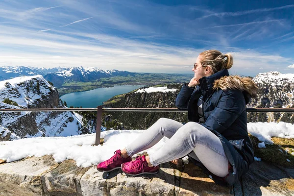 View from the Niederhorn Beatenber Mountain in Switzerland — Stock Photo, Image