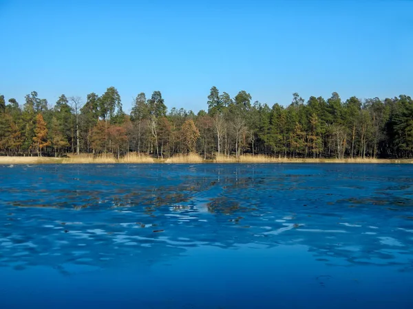 Bahar park lake mavi gökyüzü ile