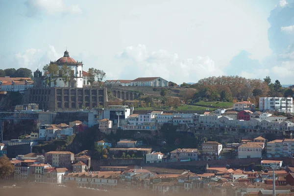 Panoramautsikt Över Porto Och Klostret Mosteiro Serra Pilar — Stockfoto