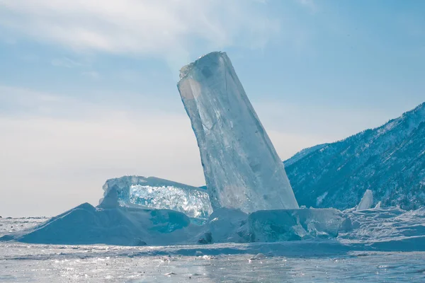 Quebras Gigantes Gelo Puro Lago Baikal — Fotografia de Stock