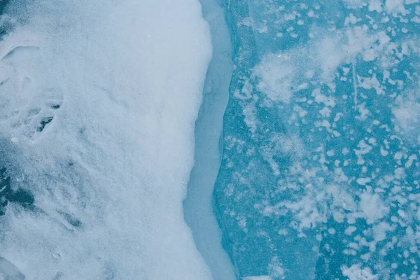 Risse Eis Des Baikalsees Insel Olchon — Stockfoto