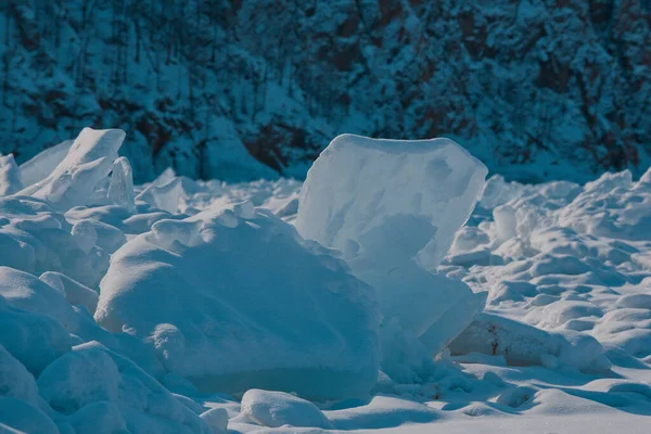 Esculturas Gelo Cabo Khoboy Lago Baikal — Fotografia de Stock