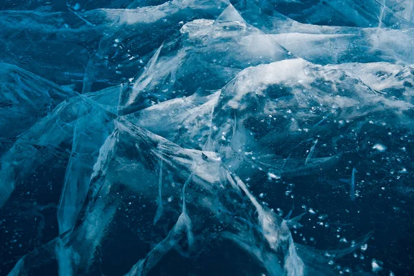 Blaues Eis Des Baikalsees Nahe Der Insel Ogoy — Stockfoto