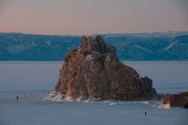 Hora Shamanka Při Západu Slunce Ostrov Olkhon Stock Snímky