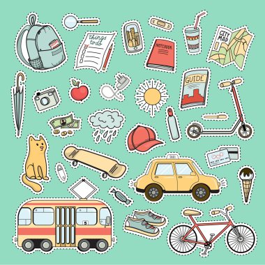 Renkli şehir hayatı yamalar kümesi