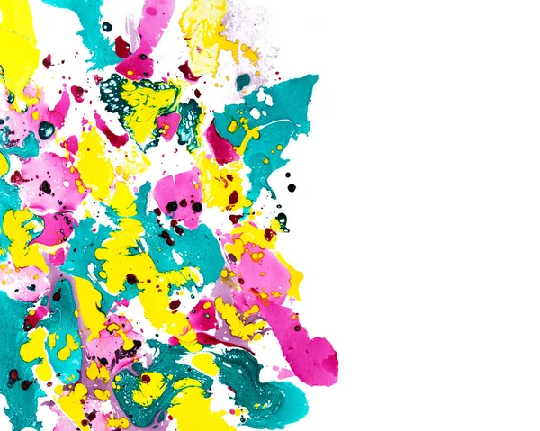Ilustración de ebru jaspeado abstracta con salpicaduras de colores sobre fondo blanco — Foto de Stock