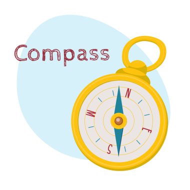 Altın retro tarzı seyir Pusula, izole karikatür vektör çizim