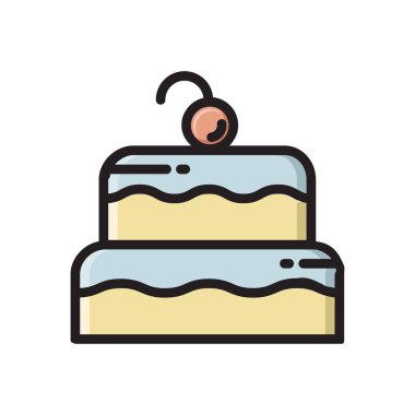 İki katmanlı doğum günü kek kiraz üstte simgesiyle