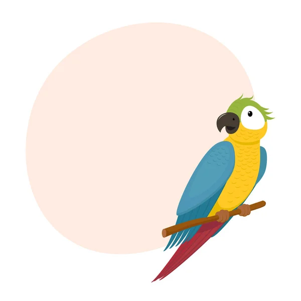 Macaw, ara papagaio no galho da árvore, lugar para texto — Vetor de Stock