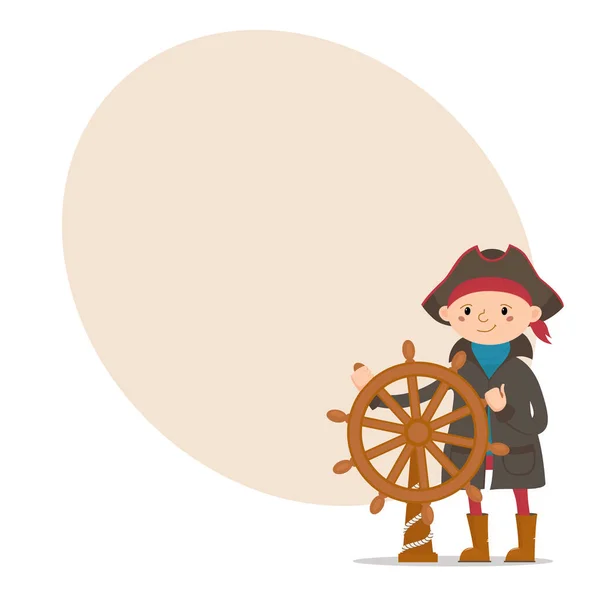 Námořník, pirátský kapitán chlapec a místo pro text — Stockový vektor